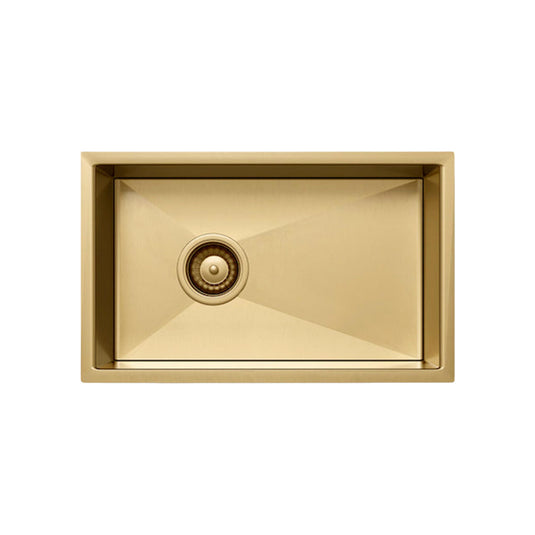 Henley Single Bowl Sink Basin 380 x 450 x 220 - Stainless Steel Brushed Brass