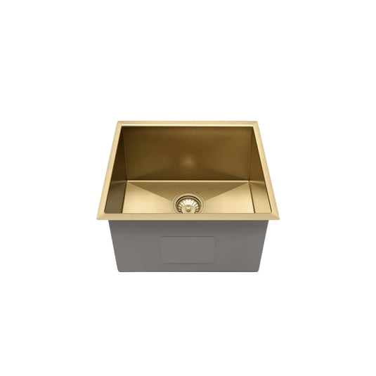 Henley Single Bowl Sink Basin 450 x 450 x 250 - Stainless Steel Brushed Brass