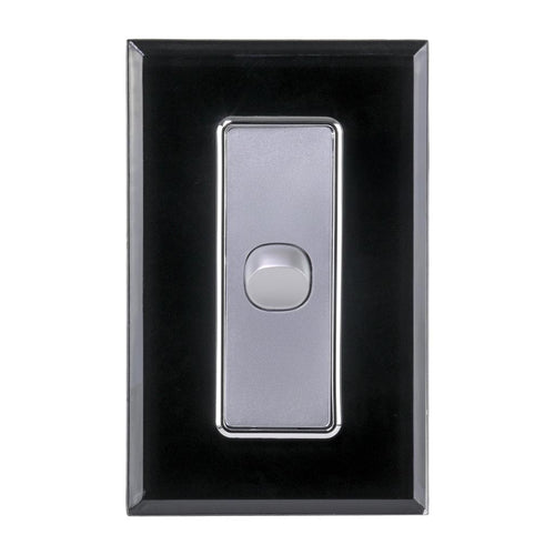 Iluma 1 Gang D/GL Series Vertical Light Switch Black/Silver