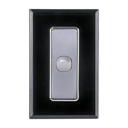 Iluma 1 Gang D/GL Series Vertical Light Switch Black/Silver
