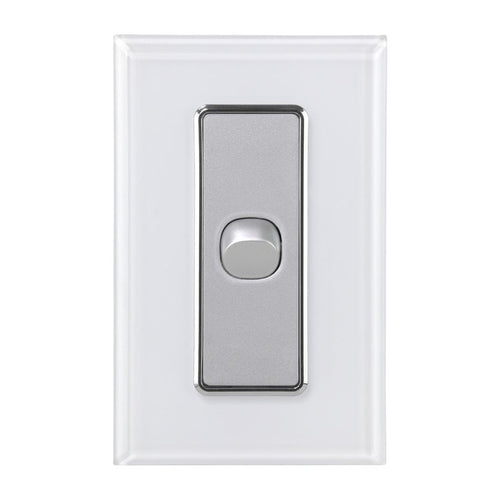Iluma 1 Gang D/GL Series Vertical Light Switch White/Silver