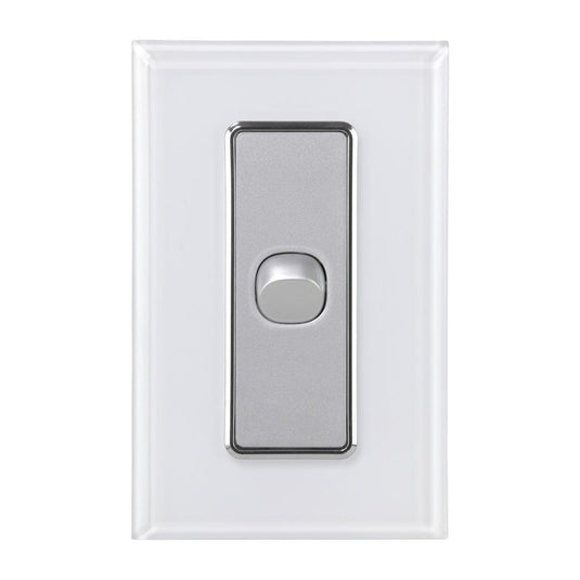 Iluma 1 Gang D/GL Series Vertical Light Switch White/Silver