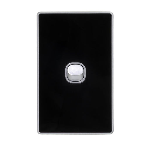 Iluma 1 Gang Light Switch Acrylic D-Series Black/Silver