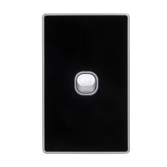 Iluma 1 Gang Light Switch Acrylic D-Series Black/Silver