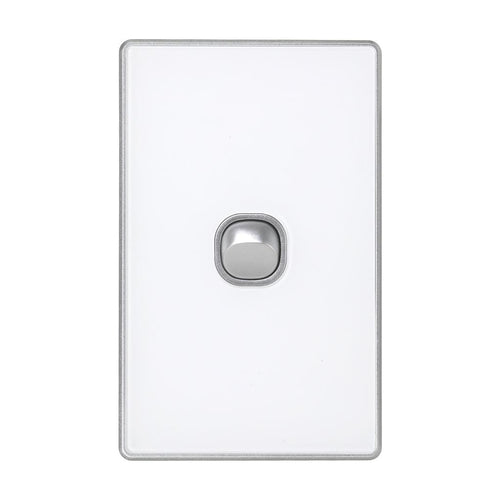 Iluma 1 Gang Light Switch Acrylic D-Series Silver/White
