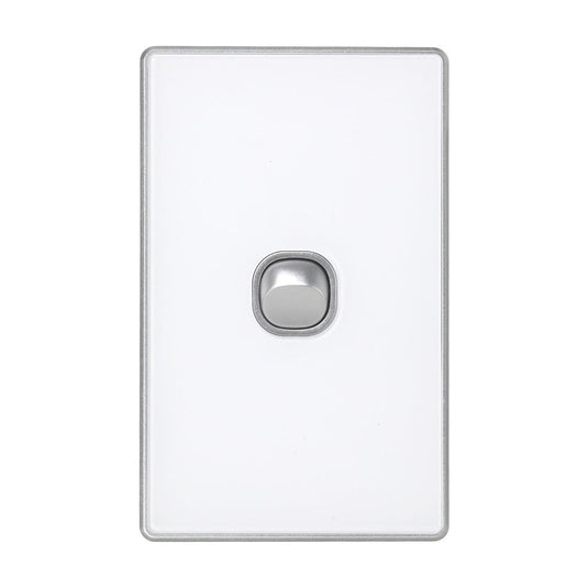 Iluma 1 Gang Light Switch Acrylic D-Series Silver/White