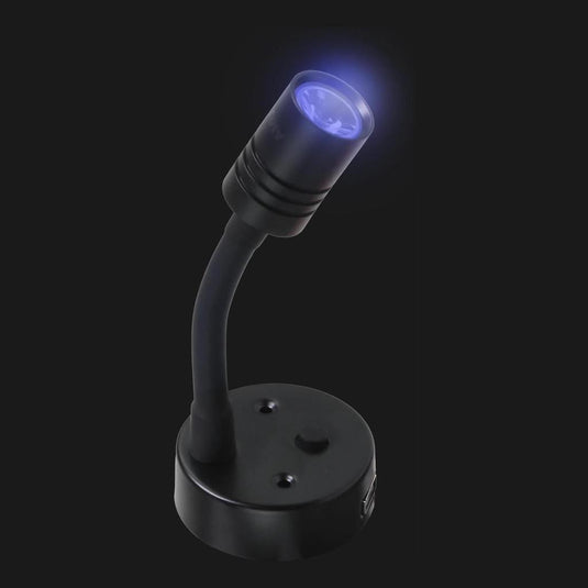 Iluma 10-24V Reading Light Flexible Dimmable Dual Colour Blue/White Light USB/USB-C Port Black