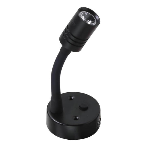 Iluma 10-24V Reading Light Flexible Dimmable Dual Colour Blue/White Light USB/USB-C Port Black