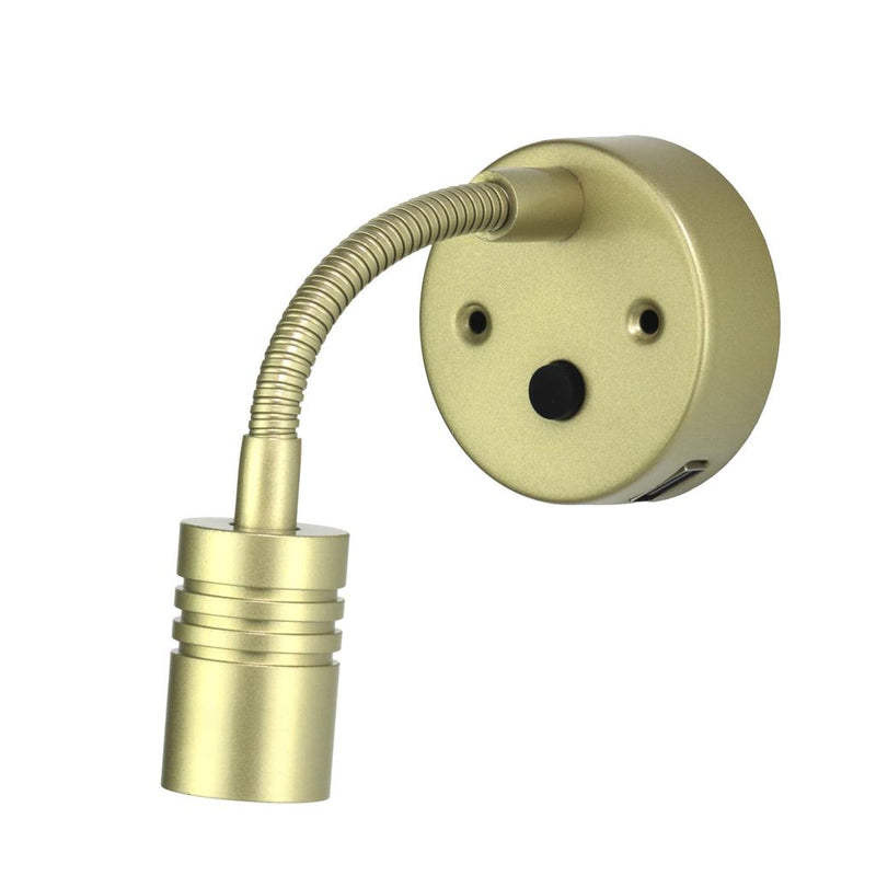 Load image into Gallery viewer, Iluma 10-24V Reading Light Flexible Dimmable Dual Colour Blue/White Light USB/USB-C Port French Gold
