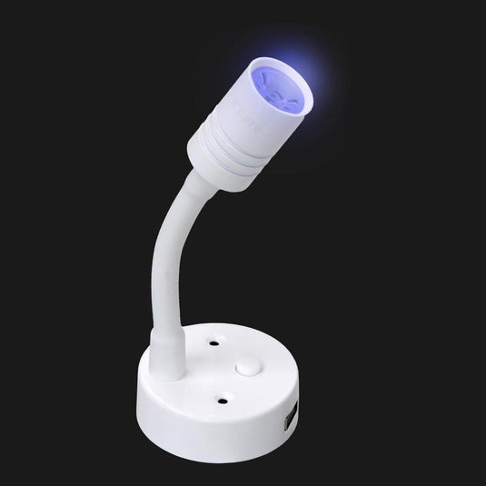 Iluma 10-24V Reading Light Flexible Dimmable Dual Colour Blue/White Light USB/USB-C Port White