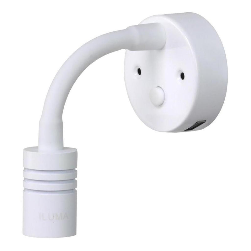 Load image into Gallery viewer, Iluma 10-24V Reading Light Flexible Dimmable Dual Colour Blue/White Light USB/USB-C Port White

