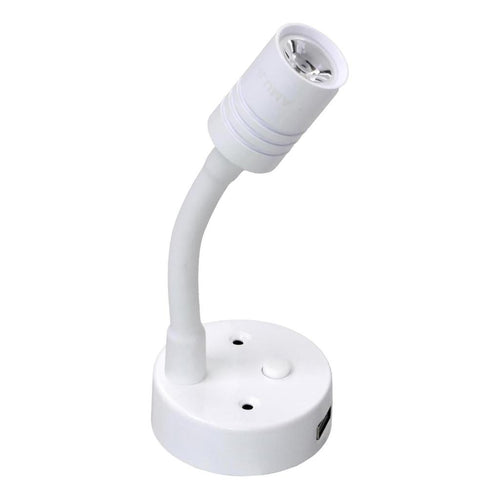 Iluma 10-24V Reading Light Flexible Dimmable Dual Colour Blue/White Light USB/USB-C Port White