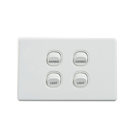 Iluma 10A Single Pole Switch Awning Print Mechanism White