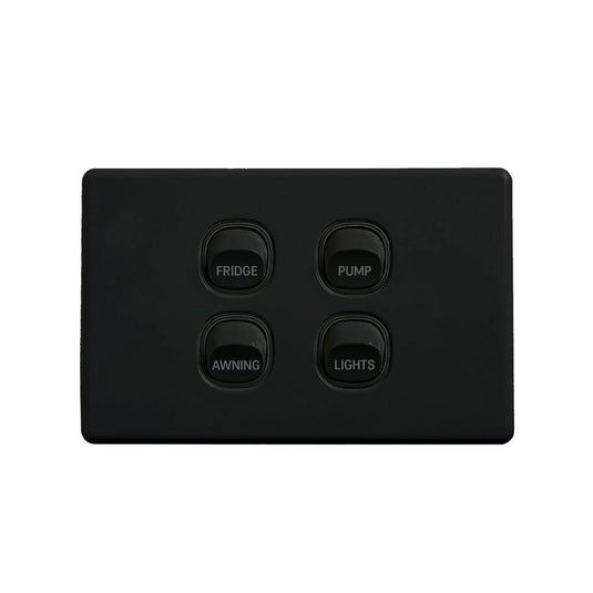 Iluma 10A Single Pole Switch Fridge Print Mechanism Black