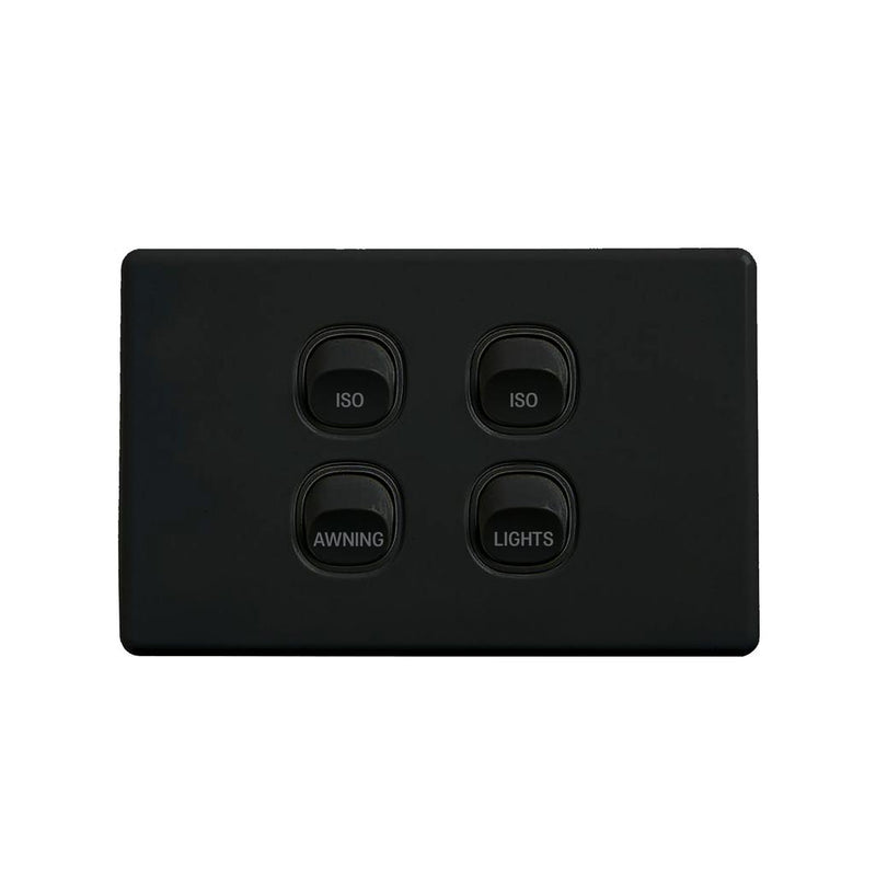 Load image into Gallery viewer, Iluma 10A Single Pole Switch ISO Print Mechanism Black
