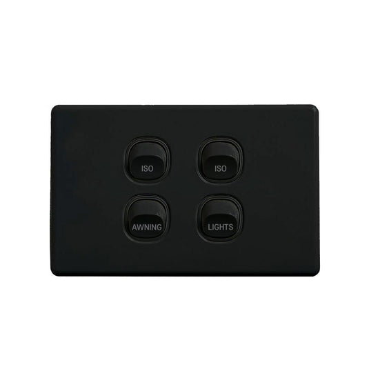 Iluma 10A Single Pole Switch ISO Print Mechanism Black