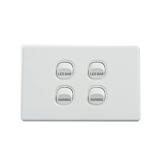 Iluma 10A Single Pole Switch LED-BAR Print Mechanism White