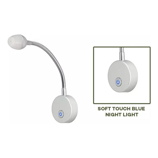 Iluma 12V Reading Flexible Light With Touch On / Off Blue Light Switch