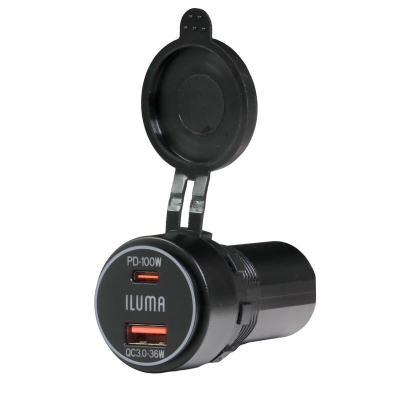Load image into Gallery viewer, Iluma 12V/24V Dual USB/USB-C Flush Mount Power Socket
