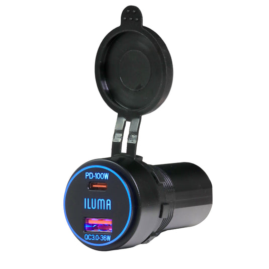 Iluma 12V/24V Dual USB/USB-C Flush Mount Power Socket