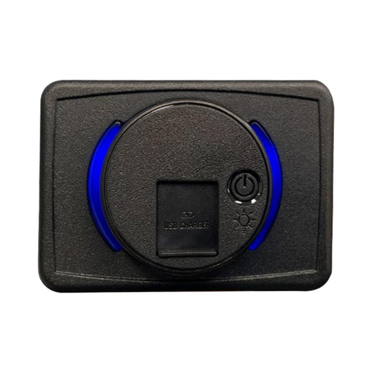 Iluma 12V/24V USB/USB-C Flush Mount Power Socket inc On/Off Light Switch 63x47mm Black