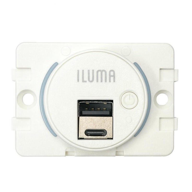 Load image into Gallery viewer, Iluma 12V/24V USB/USB-C Flush Mount Power Socket inc On/Off Light Switch 63x47mm White
