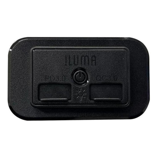 Iluma 12V/24V USB/USB-C Flush Mount Power Socket inc On/Off Light Switch 66X39mm Black