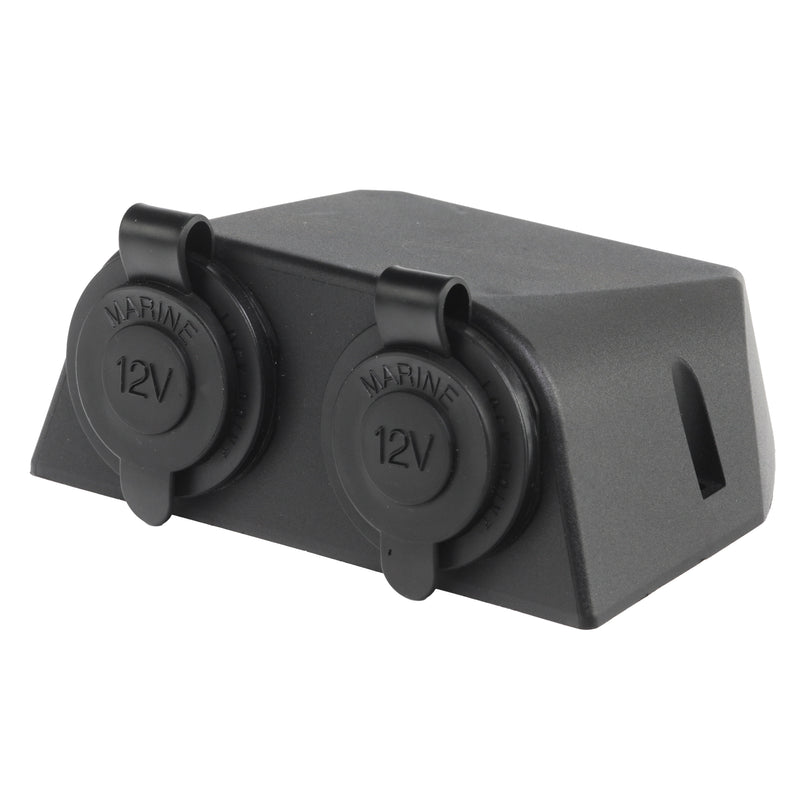 Load image into Gallery viewer, Iluma 12v Double Power Accessory Socket Surface Mount Black
