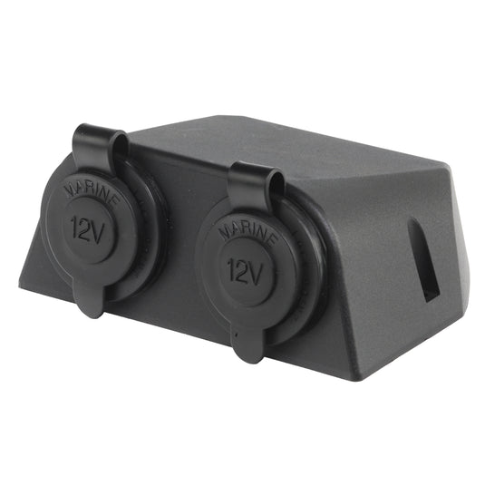 Iluma 12v Double Power Accessory Socket Surface Mount Black