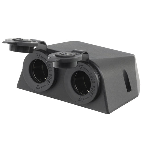 Iluma 12v Double Power Accessory Socket Surface Mount Black