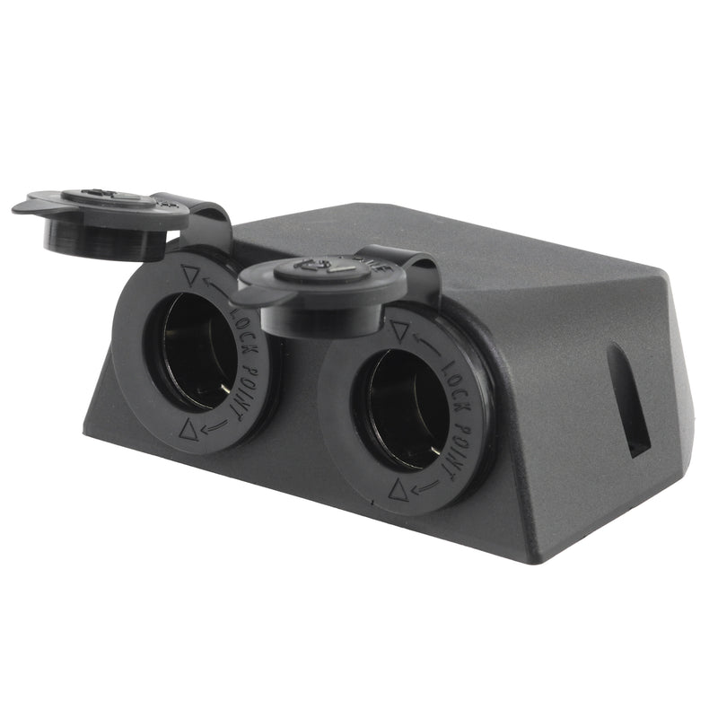 Load image into Gallery viewer, Iluma 12v Double Power Accessory Socket Surface Mount Black
