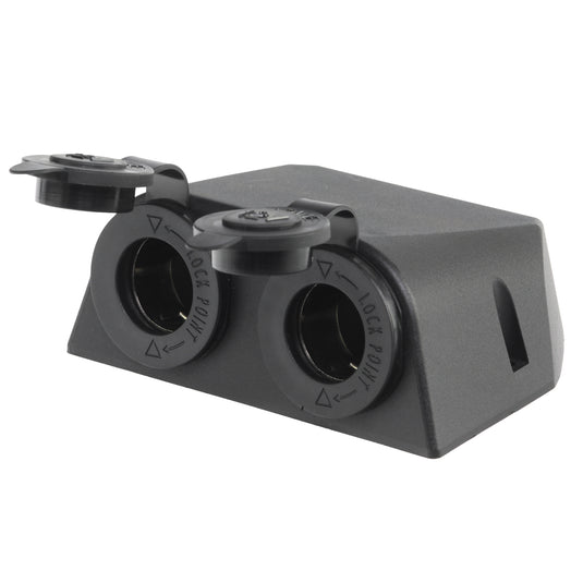 Iluma 12v Double Power Accessory Socket Surface Mount Black