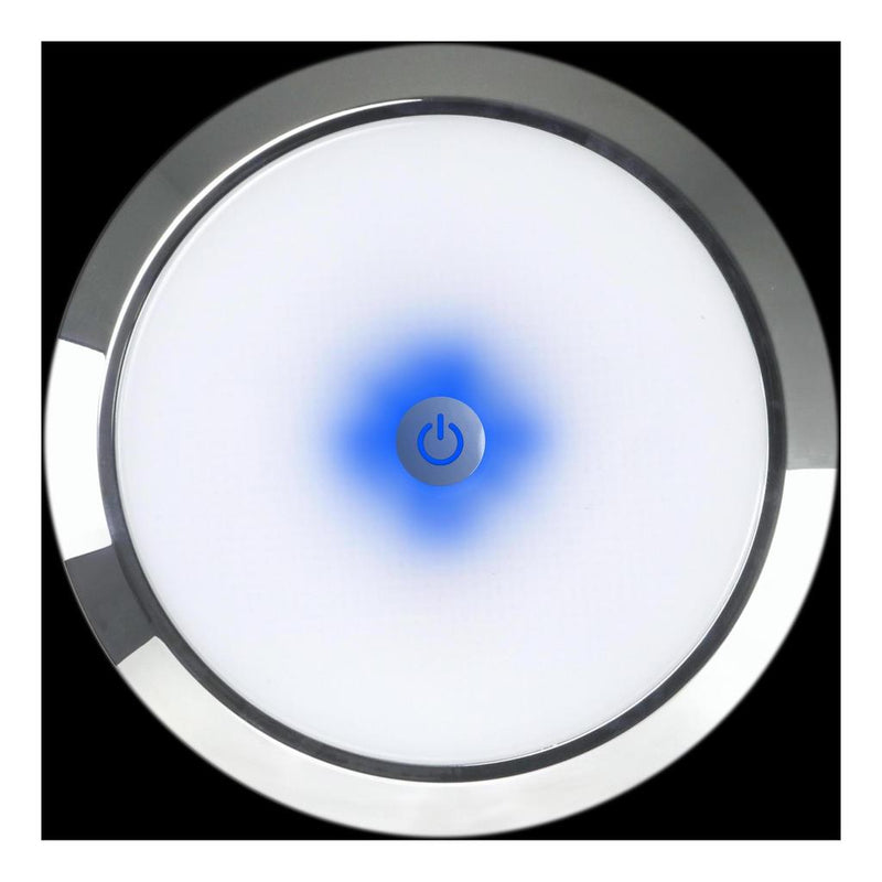 Load image into Gallery viewer, Iluma 12v Slimline Touch On / Off LED Downlight Blue / White Light 140mm Chrome
