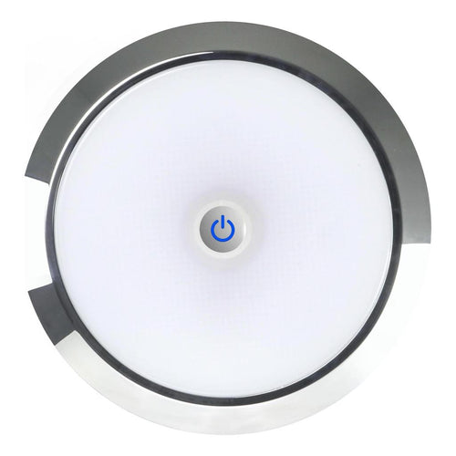 Iluma 12v Slimline Touch On / Off LED Downlight Blue / White Light 140mm Chrome