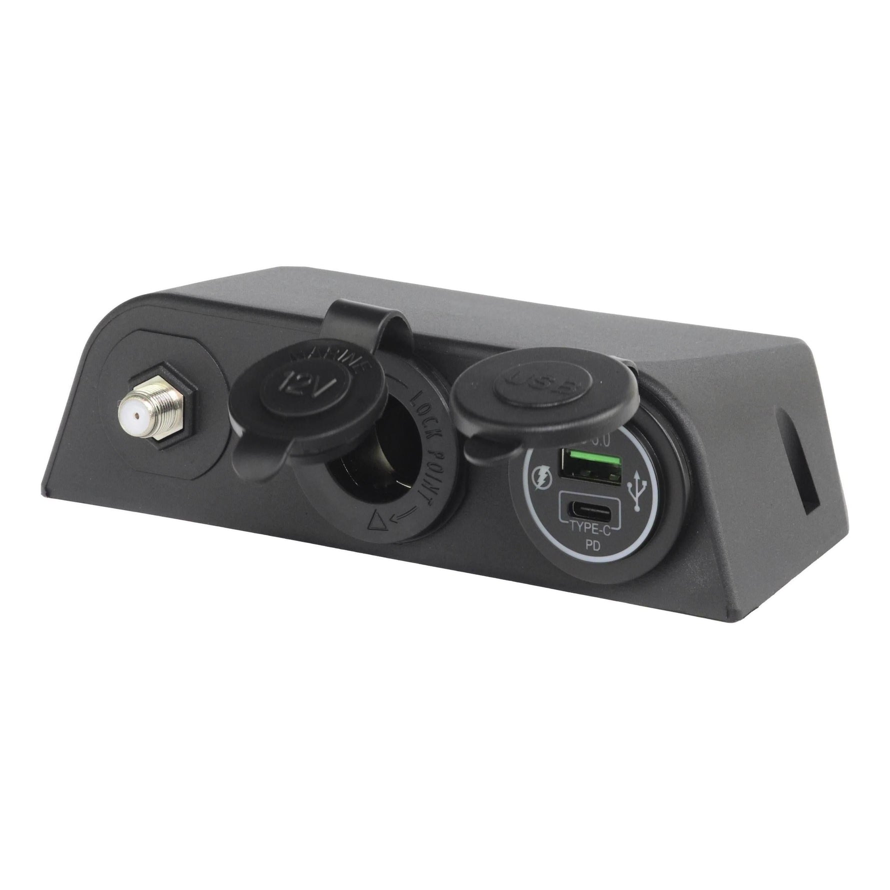 Iluma 12v Surface Mount 3 Way Accessory Socket Dual USB/C & TV Antenna ...