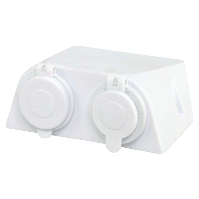 Load image into Gallery viewer, Iluma 12v Surface Mount Accessory Socket &amp; Dual USB/C Port White
