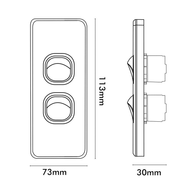 Load image into Gallery viewer, Iluma 2 Gang Architrave Light Switch Black
