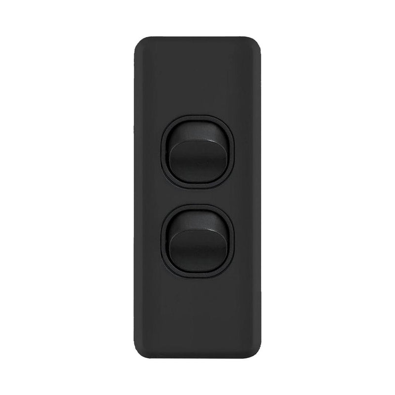 Load image into Gallery viewer, Iluma 2 Gang Architrave Light Switch Black
