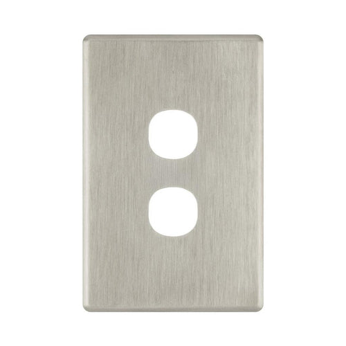 Iluma 2 Gang Light Switch Cover Plate Only Brushed Metal