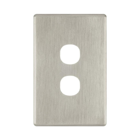 Iluma 2 Gang Light Switch Cover Plate Only Brushed Metal