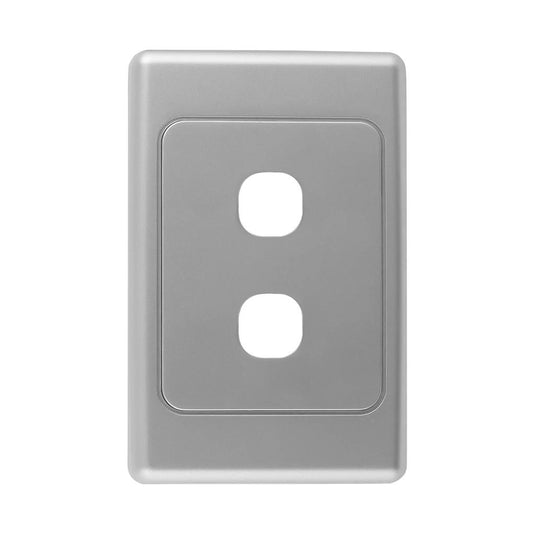 Iluma 2 Gang Light Switch Cover Plate Only Silver