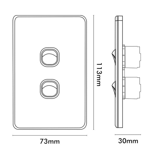 Iluma 2 Gang Vertical Light Switch Black