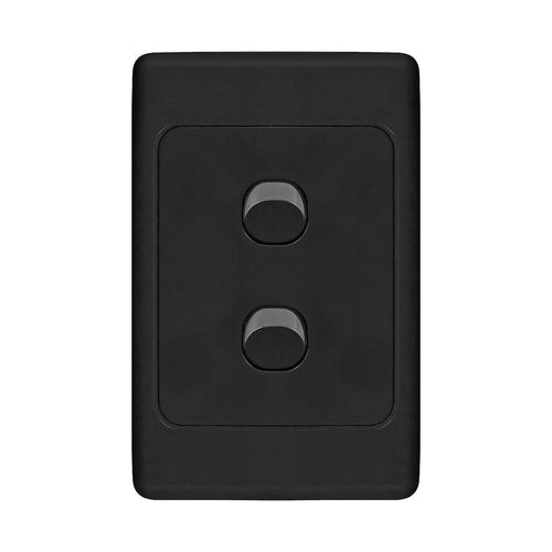Iluma 2 Gang Vertical Light Switch Black