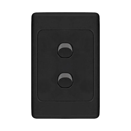 Iluma 2 Gang Vertical Light Switch Black