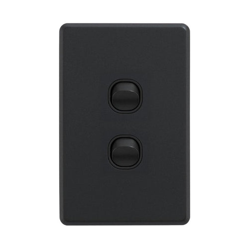 Iluma 2 Gang Vertical Light Switch Black