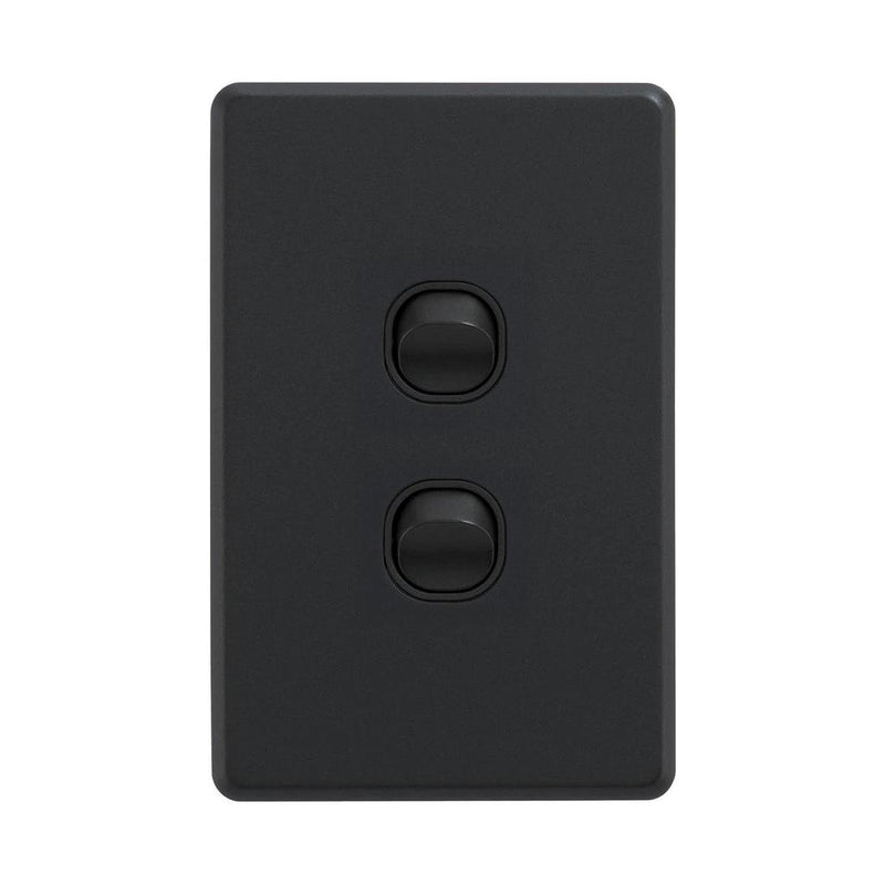 Load image into Gallery viewer, Iluma 2 Gang Vertical Light Switch Black
