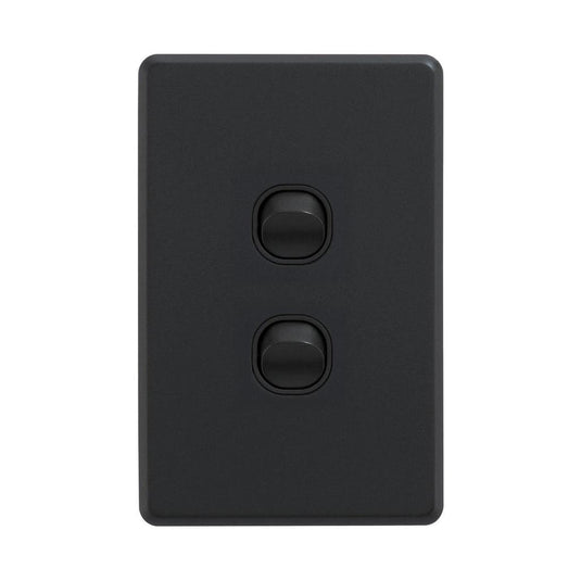Iluma 2 Gang Vertical Light Switch Black