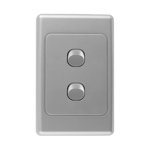 Iluma 2 Gang Vertical Light Switch Silver