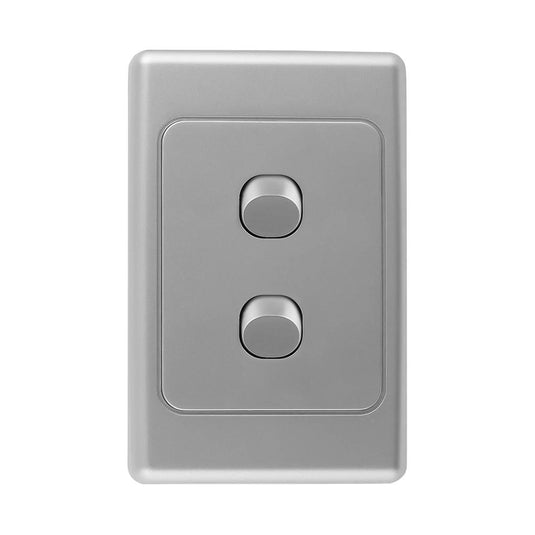 Iluma 2 Gang Vertical Light Switch Silver