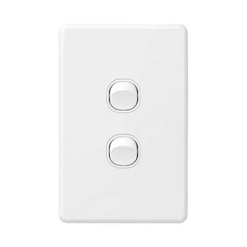 Iluma 2 Gang Vertical Light Switch White